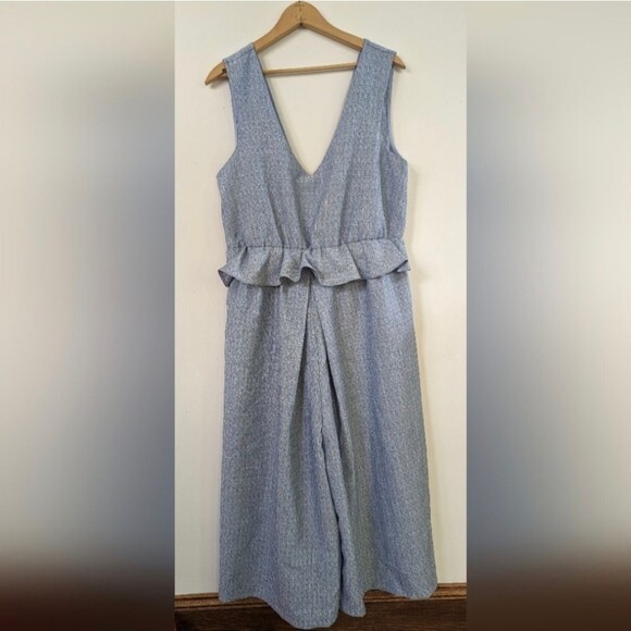 ASOS Curve Pants - ASOS blue v neck ruffle peplum sleeveless jumpsuit 12